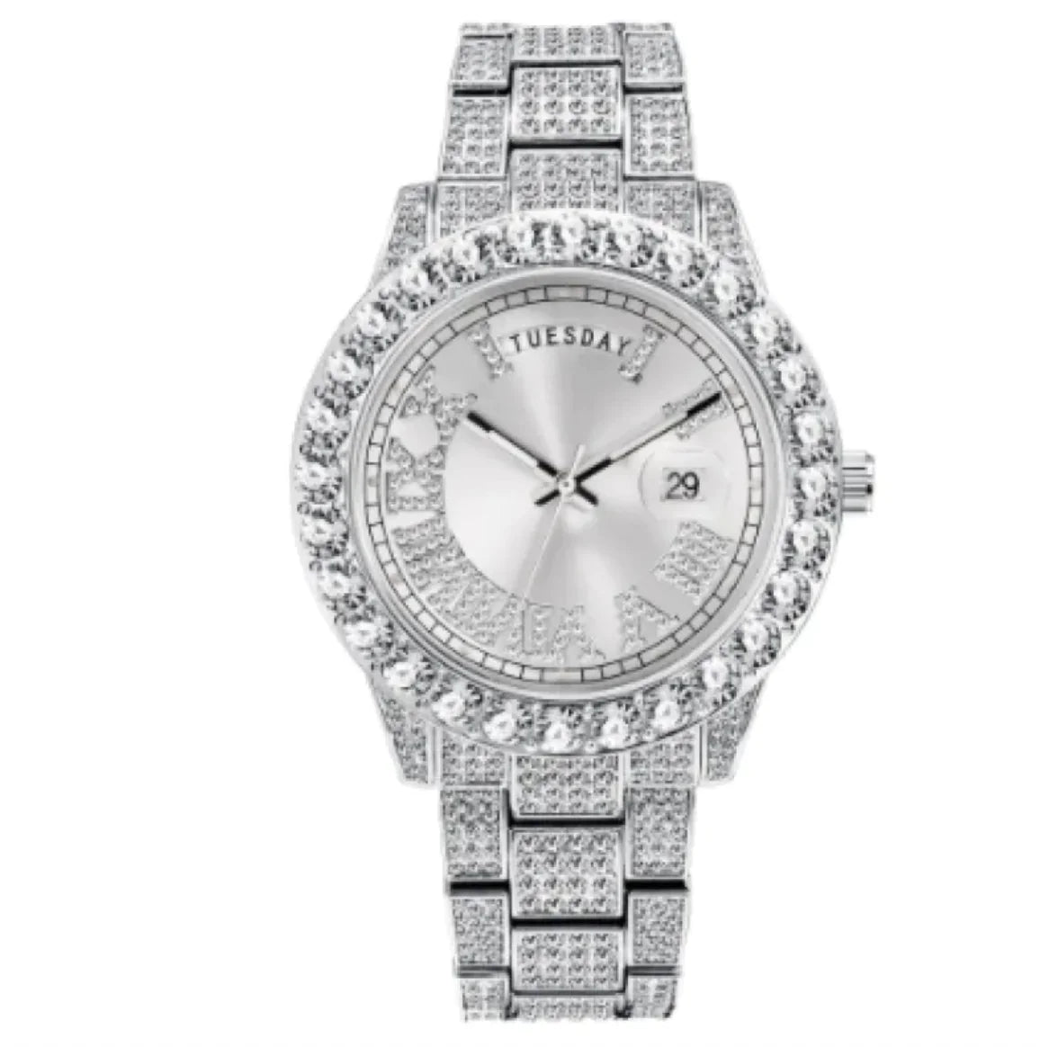 Luminous Women's Quartz Watch with Diamond Inlaid Waterproof Design and Calendar