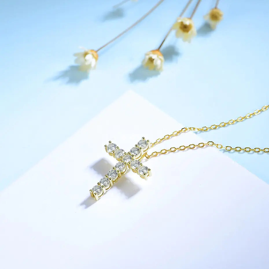 Moissanite Cross Pendants For Women