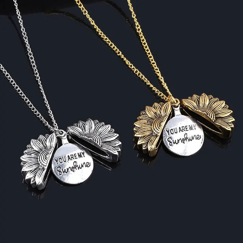 Sunflower Necklace And Hidden Message Necklace